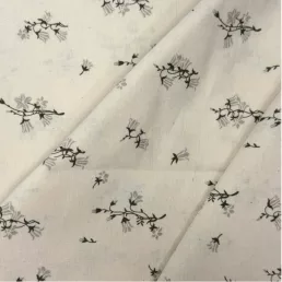   Grey-black small tulip floral washed cotton percale / fine cotton fabric, 220 cm wide