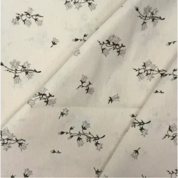   Grey beige - dark chocolate brown small tulip floral-patterned pre-washed premium cotton percale / fine cotton fabric 220 cm wide