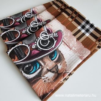 Barna macska-kockás, 1db konyharuha 
