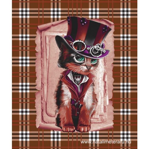 Barna macska-kockás, 1db konyharuha 