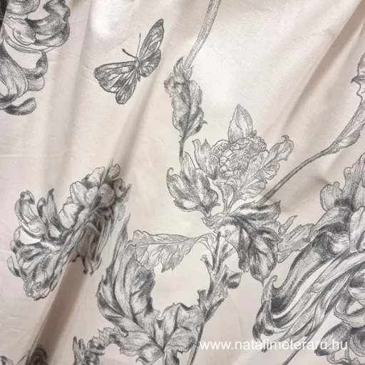 Szürke virágos prémium pamutvászon 220 cm széles