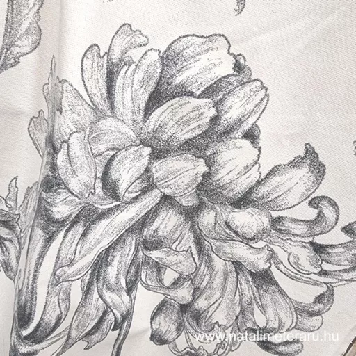 Szürke virágos prémium pamutvászon 220 cm széles