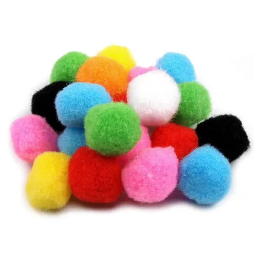   Színes zsenília Pom pom golyó Ø25 mm - mix lásd a képen (500 db-os csomagolás)