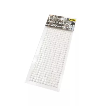   Öntapadós gyöngyök ragasztószalagon Ø4 mm - 1 tejfehér (3 card)