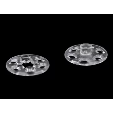   Felvarrható műanyag patent / összenyomható gomb Ø13 mm, Ø15 mm - 1 15 mm Transparent (100 pár)
