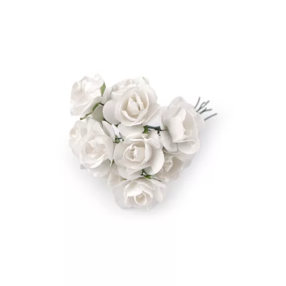 Rózsavirág, papír drót száron / félkészáru bokréták készítéshez hossza Ø20 mm - 1 Off White (60 bunch) Rózsavirág, papír drót száron / félkészáru bokréták készítéshez hossza Ø20 mm - 1 Off White (60 bunch)