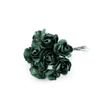   Rózsavirág, papír drót száron / félkészáru bokréták készítéshez hossza Ø20 mm - 15 élénkzöld (60 bunch)