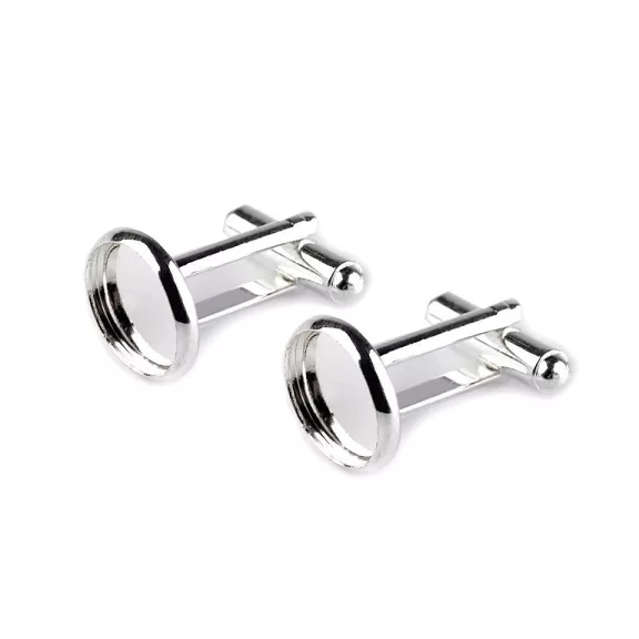 Mandzsettagombok foglalattal Ø14 mm félkészáru - ezüst vil. (100 db-os csomagolás) Mandzsettagombok foglalattal Ø14 mm félkészáru - ezüst vil. (100 db-os csomagolás)
