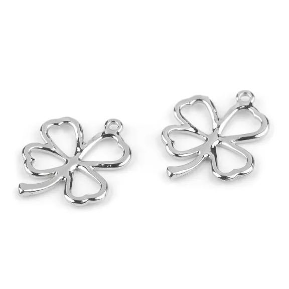 Medál négyágú lóhere 20x24 mm - 1 platina (2 db-os csomagolás) Medál négyágú lóhere 20x24 mm - 1 platina (2 db-os csomagolás)