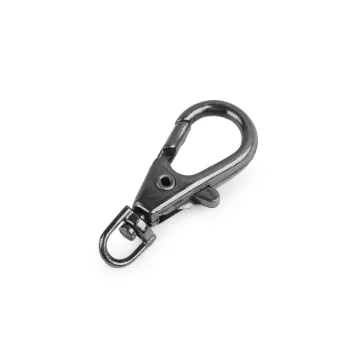   Fém forgós karabíner 4 mm-es befűző - 6 nikkel fekete (5 db-os csomagolás)
