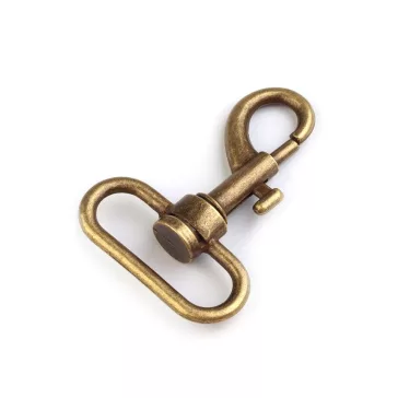   Fém forgós karabíner 32 mm-es befűző - 2 ósárgaréz (10 db-os csomagolás)