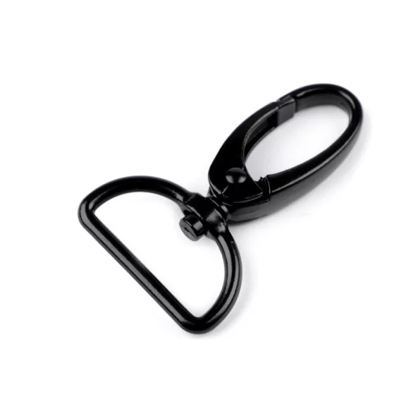 Fém forgós karabíner 25 mm-es befűző - 5 fekete lakk (50 db-os csomagolás) Fém forgós karabíner 25 mm-es befűző - 5 fekete lakk (50 db-os csomagolás)