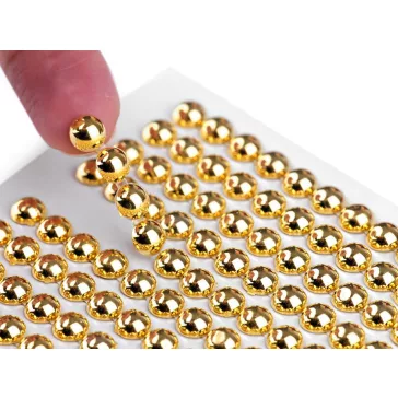   Öntapadós gyöngyök ragasztószalagon Ø6 mm - 3 arany (12 card)