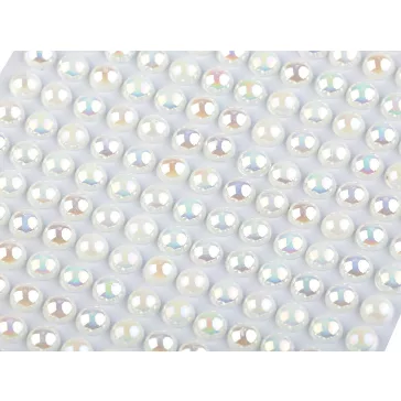   Öntapadós gyöngyök AB hatással ragasztószalaggal Ø6 mm - 2 gyöngyszín AB (12 card)