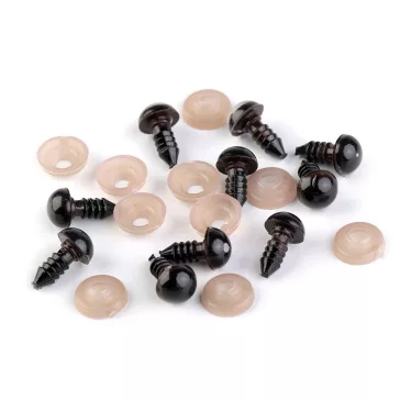 Biztonsági dísz szem 12 mm - 2 barna (10 szett)