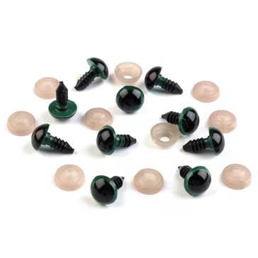 Biztonsági dísz szem 12 mm - 3 fenyőzöld (500 szett)