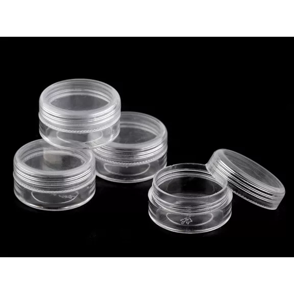 Műanyag doboz 4x2,1 cm csavaros - Transparent (4 db-os csomagolás) Műanyag doboz 4x2,1 cm csavaros - Transparent (4 db-os csomagolás)