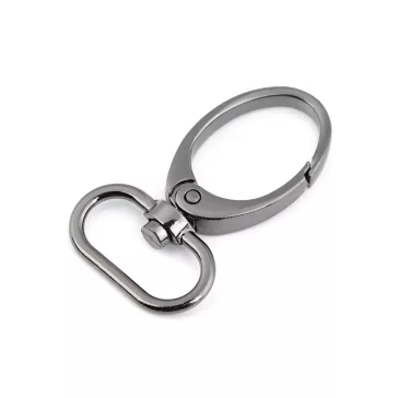   Fém forgós karabíner 25 mm-es befűző - 3 nikkel fekete (2 db-os csomagolás)