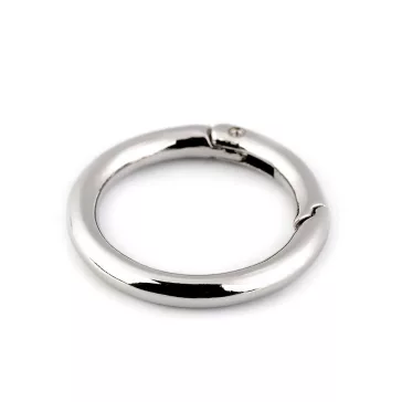   Karabiner gömbölyű táskára való / karika kulcsra Ø34 mm - 1 nikkel (1 db-os csomagolás)