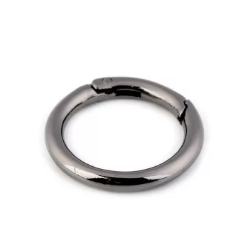   Karabiner gömbölyű táskára való / karika kulcsra Ø34 mm - 2 nikkel fekete (1 db-os csomagolás)