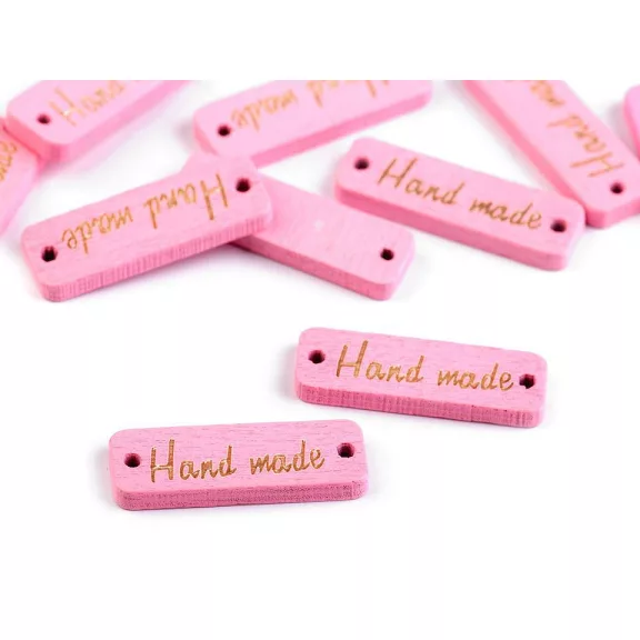 Fa cédula / dísz Hand made 10x30 mm - 4 pink (100 db-os csomagolás) Fa cédula / dísz Hand made 10x30 mm - 4 pink (100 db-os csomagolás)