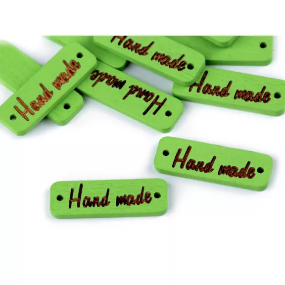 Fa cédula / dísz Hand made 10x30 mm - 7 zöld világos (100 db-os csomagolás) Fa cédula / dísz Hand made 10x30 mm - 7 zöld világos (100 db-os csomagolás)