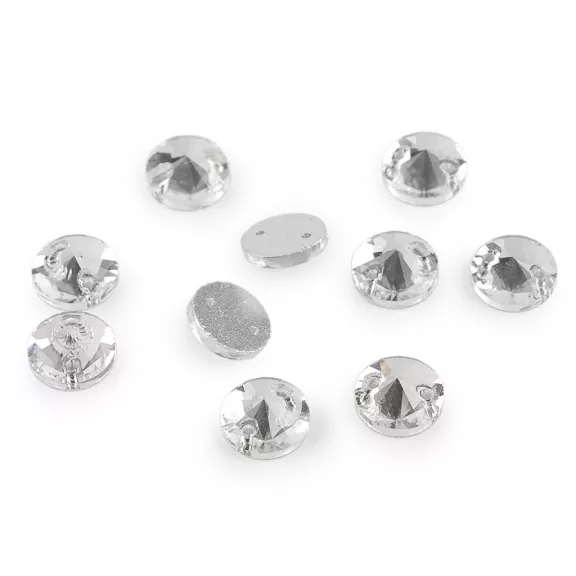Csiszolt kövek felvarrhatók Ø12 mm - 2 crystal éles hegy (360 db-os csomagolás) Csiszolt kövek felvarrhatók Ø12 mm - 2 crystal éles hegy (360 db-os csomagolás)