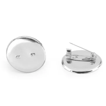   Kitűző bross alap Ø25 mm tányéros - platina (50 db-os csomagolás)