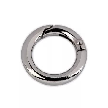   Nyitható kerek karabiner táskákra / kulcskarika Ø18 mm - 1 nikkel (1 db-os csomagolás)