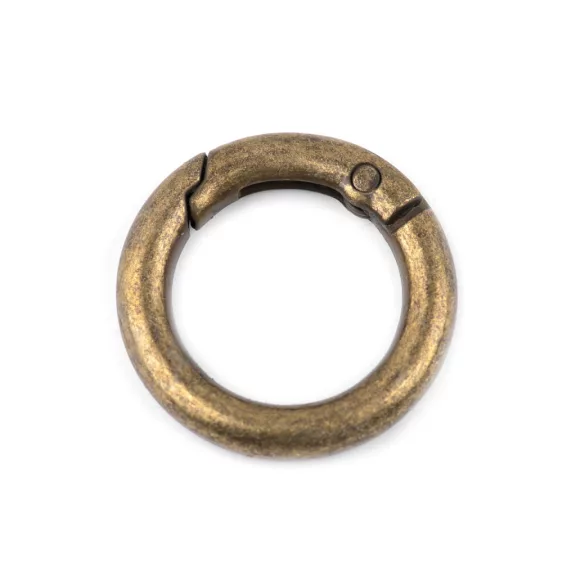 Nyitható kerek karabiner táskákra / kulcskarika Ø18 mm - 5 ósárgaréz (10 db-os csomagolás) Nyitható kerek karabiner táskákra / kulcskarika Ø18 mm - 5 ósárgaréz (10 db-os csomagolás)