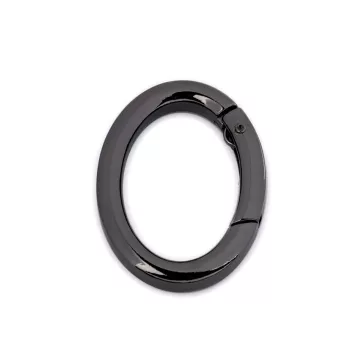   Ovális karabiner táskára / kulcskarika - 3 nikkel fekete (1 db-os csomagolás)