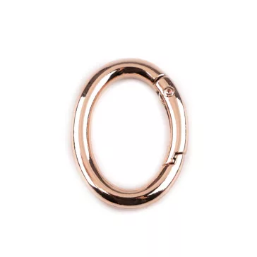   Ovális karabiner táskára / kulcskarika - 7 rózsaarany (30 db-os csomagolás)
