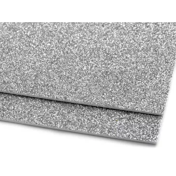   Habgumi Moosgummi csillámokkal 20x30 cm - 2 ezüst (10 db-os csomagolás)