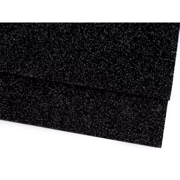 Habgumi Moosgummi csillámokkal 20x30 cm - 19 fekete (2 db-os csomagolás) Habgumi Moosgummi csillámokkal 20x30 cm - 19 fekete (2 db-os csomagolás)