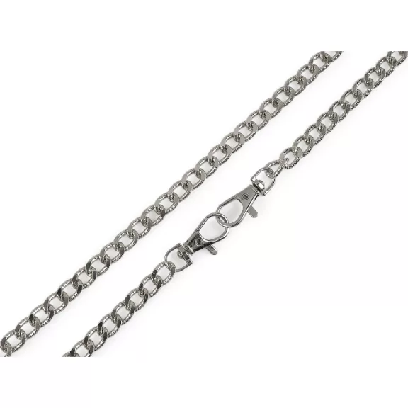 Táskalánc relieffel és karabinerrel és záró kapoccsal hossza 120 cm - 1 nikkel (1 db-os csomagolás) Táskalánc relieffel és karabinerrel és záró kapoccsal hossza 120 cm - 1 nikkel (1 db-os csomagolás)