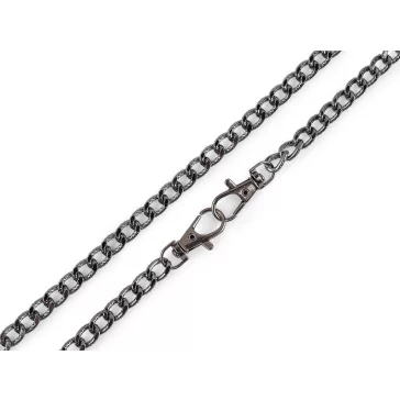   Táskalánc relieffel és karabinerrel és záró kapoccsal hossza 120 cm - 2 nikkel fekete (4 db-os csomagolás)