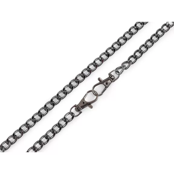 Táskalánc relieffel és karabinerrel és záró kapoccsal hossza 120 cm - 2 nikkel fekete (20 db-os csomagolás) Táskalánc relieffel és karabinerrel és záró kapoccsal hossza 120 cm - 2 nikkel fekete (20 db-os csomagolás)