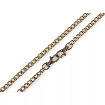   Táskalánc relieffel és karabinerrel és záró kapoccsal hossza 120 cm - 4 ósárgaréz (4 db-os csomagolás)