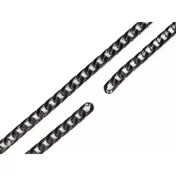 Lapos lánc szélessége 11 mm, folyóméter - 2 nikkel fekete Lapos lánc szélessége 11 mm, folyóméter - 2 nikkel fekete