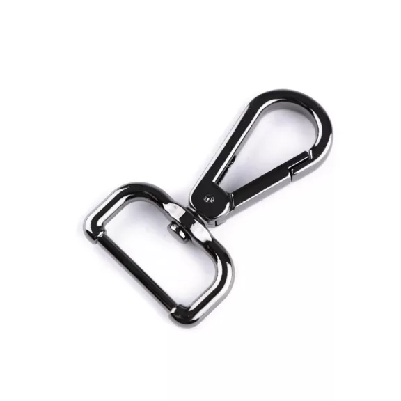 Fém forgós karabíner 25 mm-es befűző - 2 nikkel fekete (10 db-os csomagolás) Fém forgós karabíner 25 mm-es befűző - 2 nikkel fekete (10 db-os csomagolás)