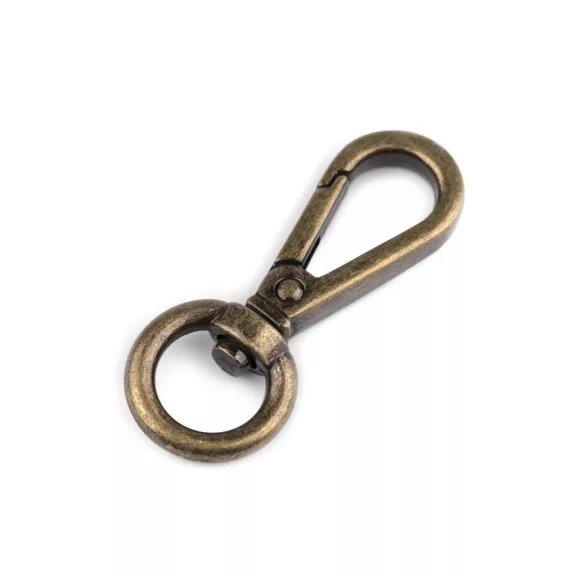 Fém forgós karabíner 12 mm-es befűző - 4 ósárgaréz (1 db-os csomagolás) Fém forgós karabíner 12 mm-es befűző - 4 ósárgaréz (1 db-os csomagolás)