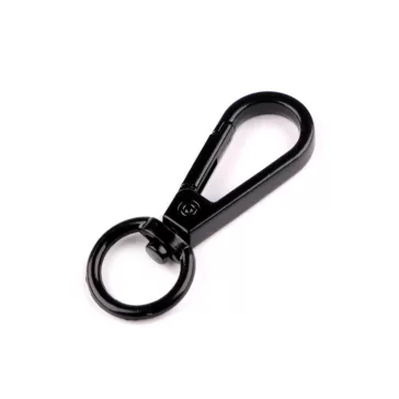   Fém forgós karabíner 12 mm-es befűző - 6 fekete lakk (1 db-os csomagolás)