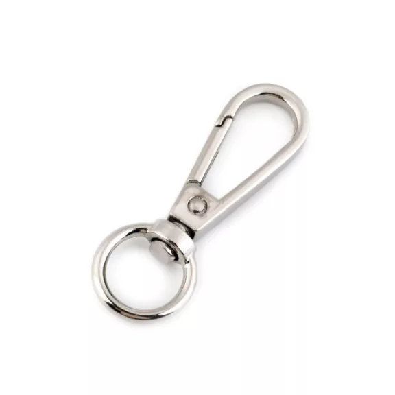 Fém forgós karabíner 12 mm-es befűző - 1 nikkel (1 db-os csomagolás) Fém forgós karabíner 12 mm-es befűző - 1 nikkel (1 db-os csomagolás)