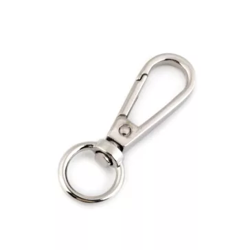   Fém forgós karabíner 12 mm-es befűző - 1 nikkel (100 db-os csomagolás)