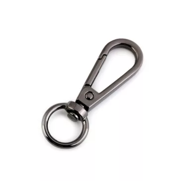   Fém forgós karabíner 12 mm-es befűző - 2 nikkel fekete (100 db-os csomagolás)
