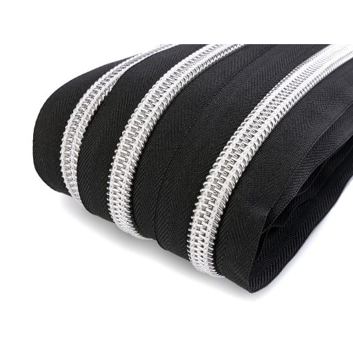 Spirálcipzár ezüst fogazással No 10 folyóméter