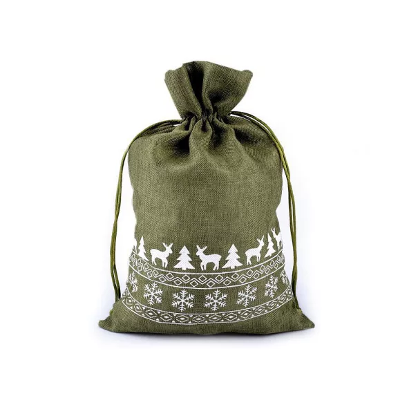Karácsonyi ajándékzsák 20x30 cm juta utánzat - 2 zöld khaki (10 db-os csomagolás) Karácsonyi ajándékzsák 20x30 cm juta utánzat - 2 zöld khaki (10 db-os csomagolás)