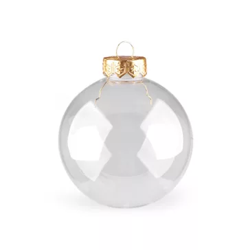   Díszgömb kisebb Ø8 cm átlátszó - 2 Transparent arany (6 db-os csomagolás)