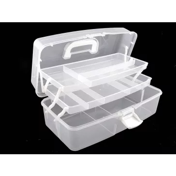   Gyöngy, szerelékes tároló doboz / szétnyitható - Transparent off white (3 db-os csomagolás)