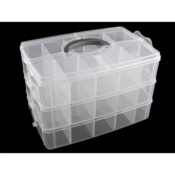 Nagy műanyag rekeszes doboz / szétnyithatós doboz 3 emelet - Transparent (1 db-os csomagolás) Nagy műanyag rekeszes doboz / szétnyithatós doboz 3 emelet - Transparent (1 db-os csomagolás)